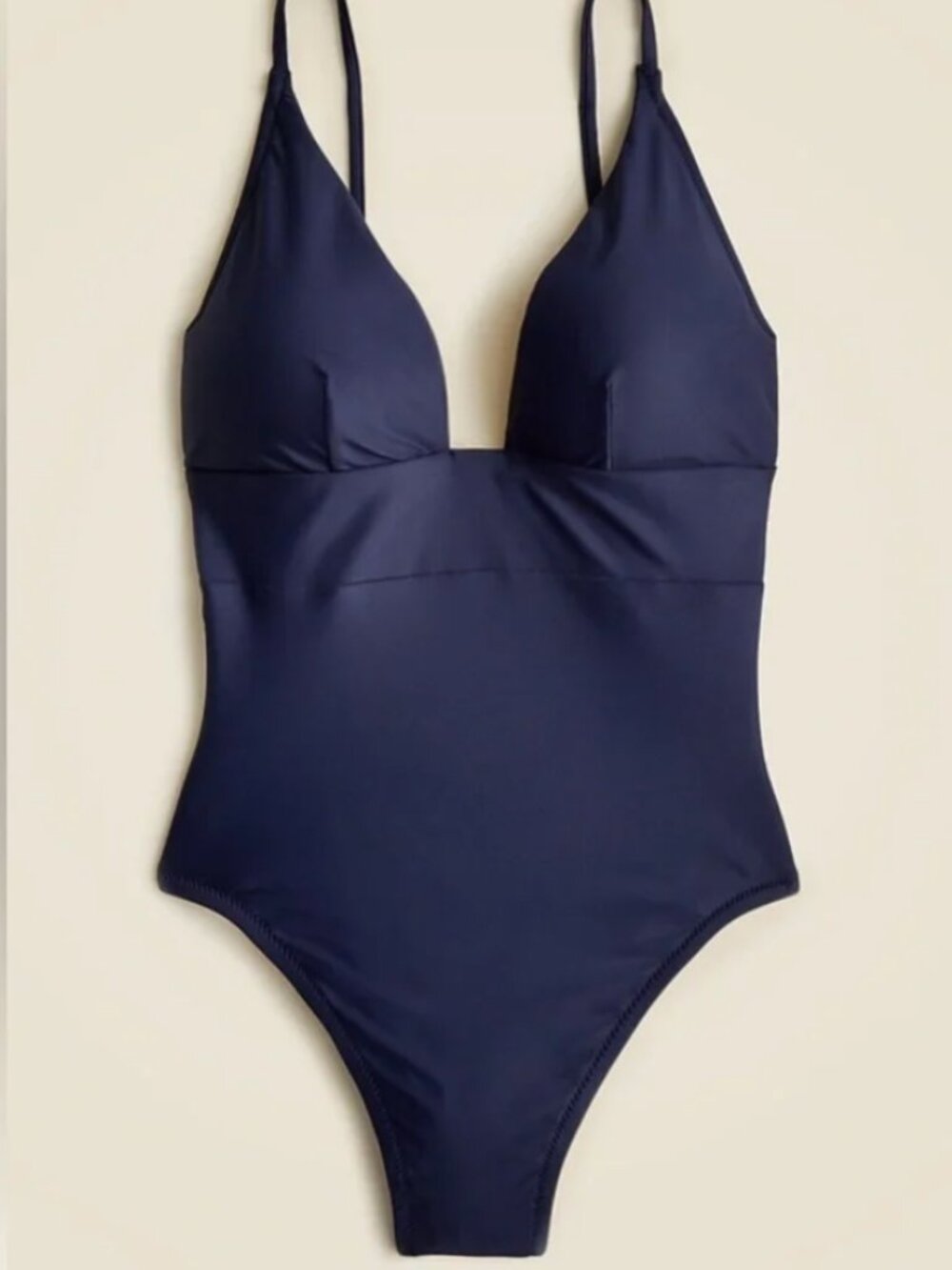 NWT J. Crew Deep V-neck French One-Piece Swimsuit Navy 8